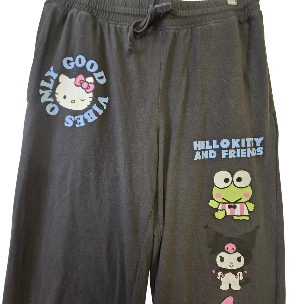 Sanrio Hello Kitty & Friends Womens‎ Large Gray Graphic Wide Leg Lounge Pants